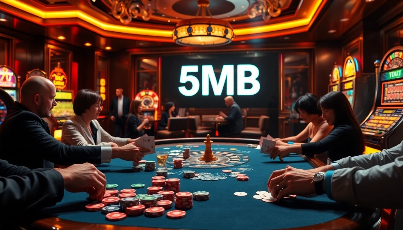 Experience the thrill of gambling with 5MB poker chips cascading from a casino table, highlighting an intense game.